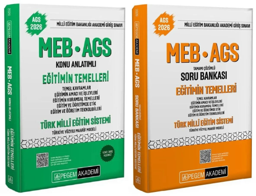 Pegem Yayınları 2026 MEB-AGS Eğitimin Temelleri ve Türk Milli Eğitim Sistemi Konu Anlatımlı ve Soru Bankası 2'li Set