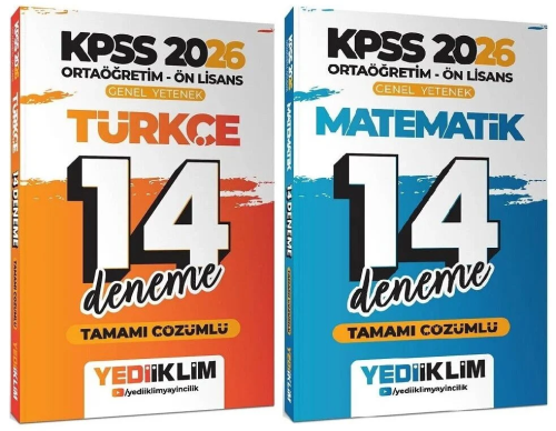 Yediiklim Yayınları 2026 KPSS Lise Ortaöğretim Ön Lisans Matematik ve Türkçe 28 Deneme 2'li Set