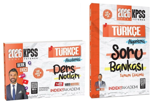 İndeks Akademi 2026 KPSS Türkçe Akademisi Video Ders Notları ve Soru Bankası 2'li Set