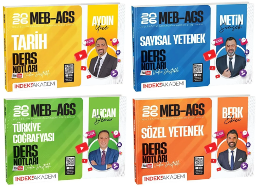 İndeks Akademi 2026 MEB-AGS Tarih Türkiye Coğrafyası  Sayısal Sözel Video Ders Notları 4'lü Set