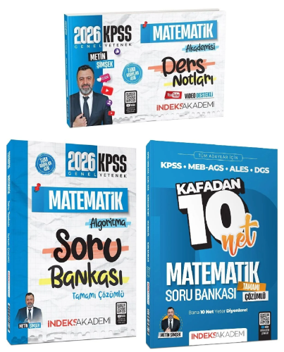İndeks Akademi 2026 KPSS Matematik Akademisi Video Ders Notları ve Soru Bankası 3'lü Set