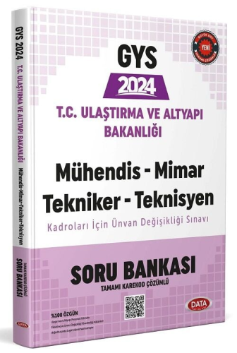 Data Yayınları 2024 Ulaştırma ve Altyapı Bakanlığı Mühendis-Mimar-Tekniker-Teknisyen Kadroları İçin GYS Ünvan Değişikliği Sınavı Soru Bankası