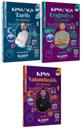 Yediiklim Yayınları 2026 KPSS Tarih Coğrafya Vatandaşlık Atölye Soru Bankası 3'lü Set