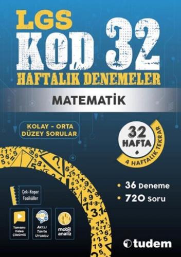 Tudem Yayınları 8. Sınıf Matematik Kod 32 Haftalık Denemeleri Komisyon