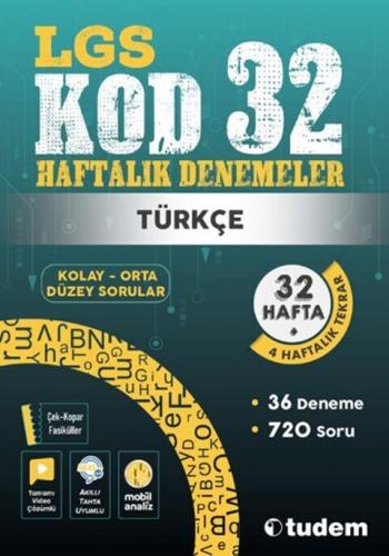 Tudem Yayınları 8. Sınıf Türkçe Kod 32 Haftalık Denemeleri Komisyon