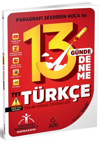 Arı Yayınları TYT Türkçe 13 Günde 13x40 Branş Deneme Hamza Kaya