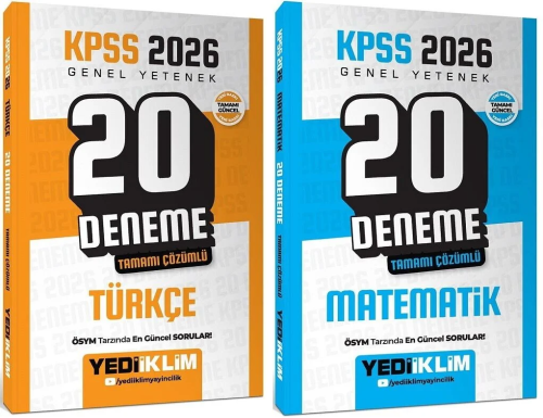 Yediiklim Yayınları 2026 KPSS Türkçe ve Matematik 40 Deneme 2'li Set