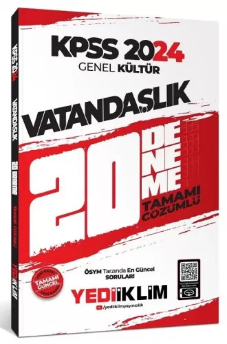 Yediiklim Yayınları 2024 KPSS Genel Kültür Vatandaşlık Tamamı Çözümlü 