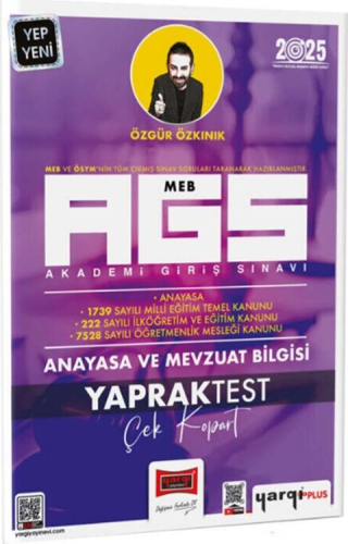 Yargı Yayınları 2025 MEB AGS Anayasa ve Mevzuat Bilgisi Çek Kopart Yaprak Test