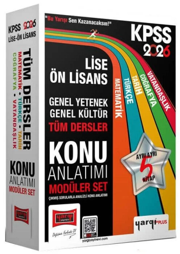 Yargı Yayınları 2026 KPSS Lise Ön Lisans GK-GY Tüm Dersler Konu Anlatımı Modüler Set (5 Kitap)