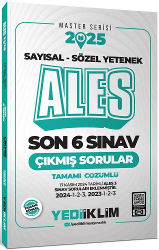 Yediiklim Yayınları 2025 ALES Master Serisi Sayısal Sözel Yetenek Tamamı Çözümlü Son 6 Sınav Çıkmış Sorular